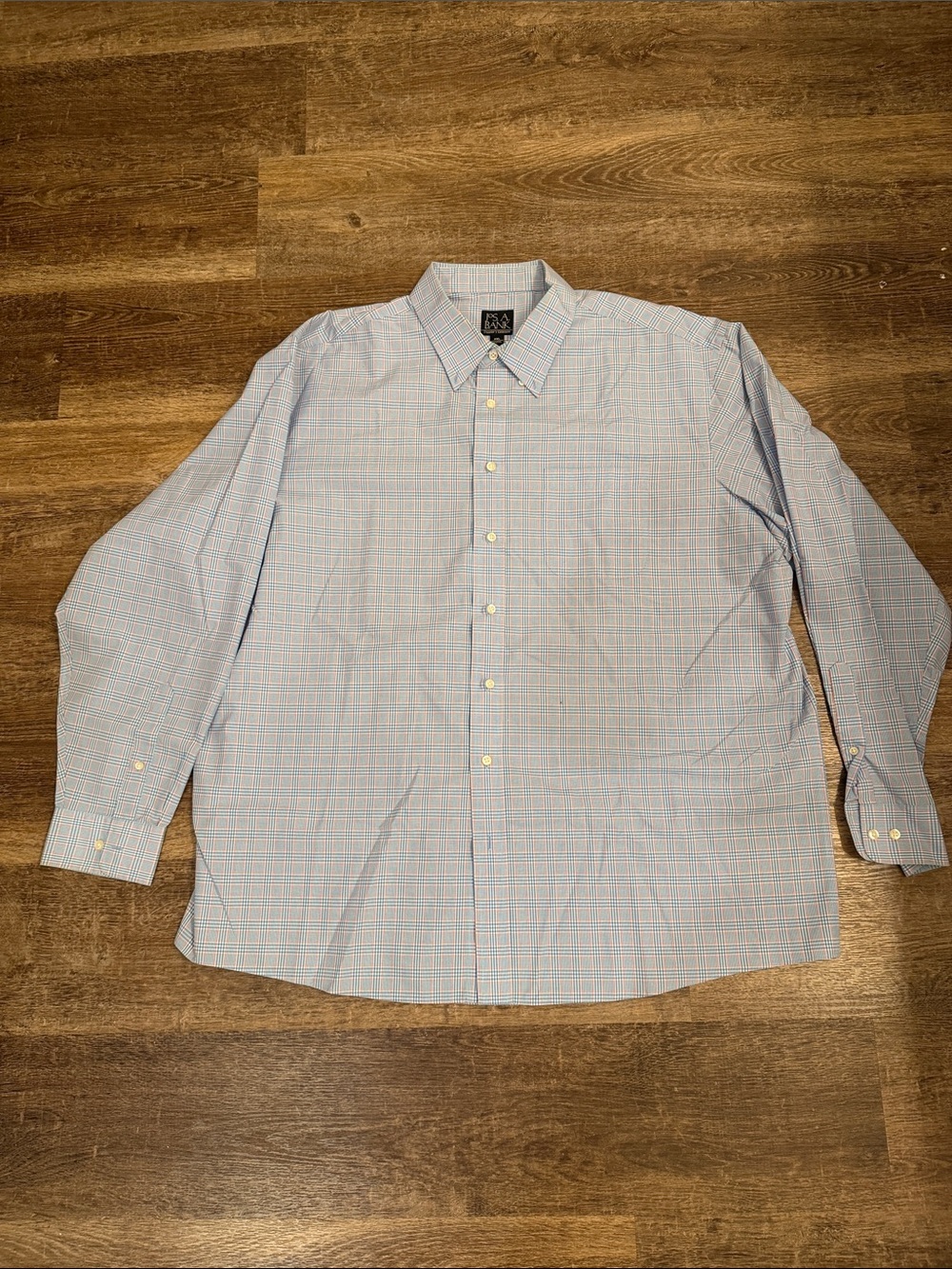 Jos. A. Bank Men's Light Blue Windowpane Dress Shirt